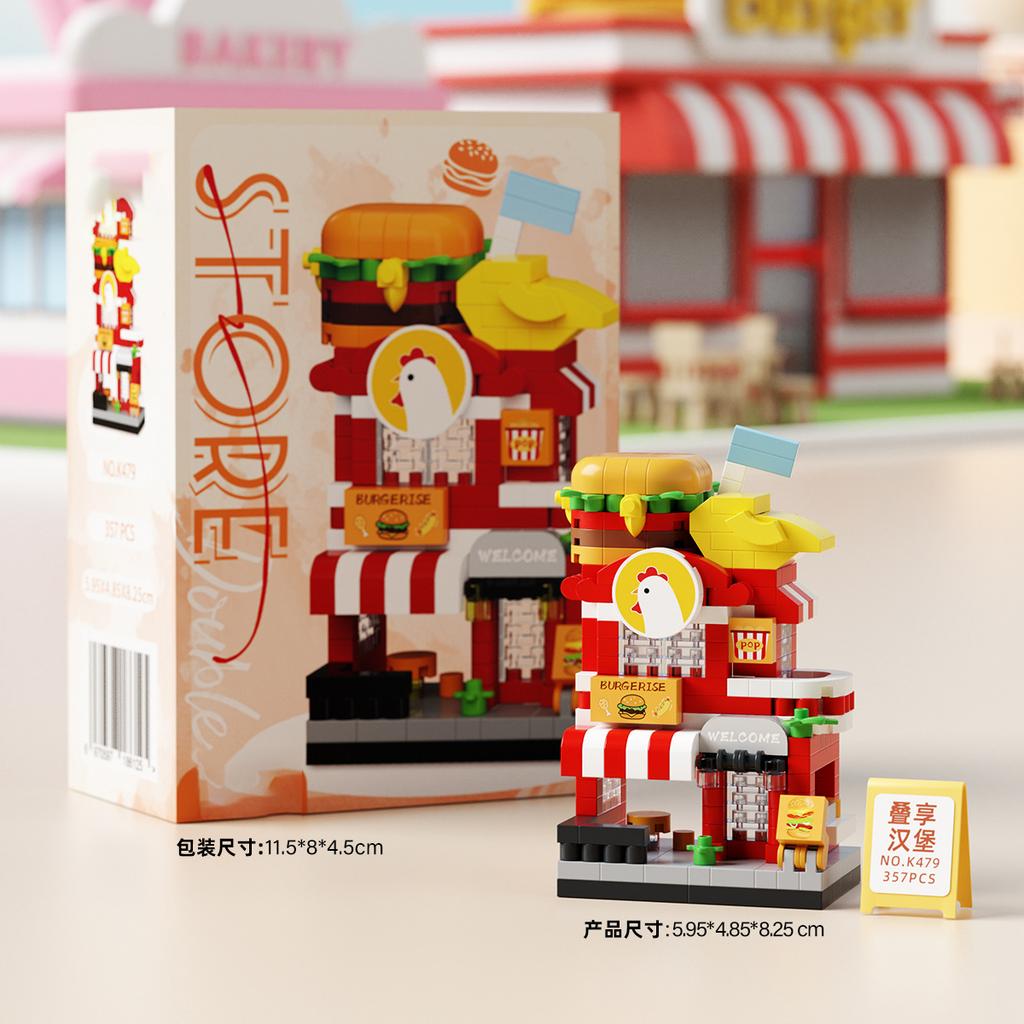 Moc Building Blocks Street View Moc Bricks Sets for Adults Boy Micro Construction Set Mini Food Truck Model Assembling Toy Gifts