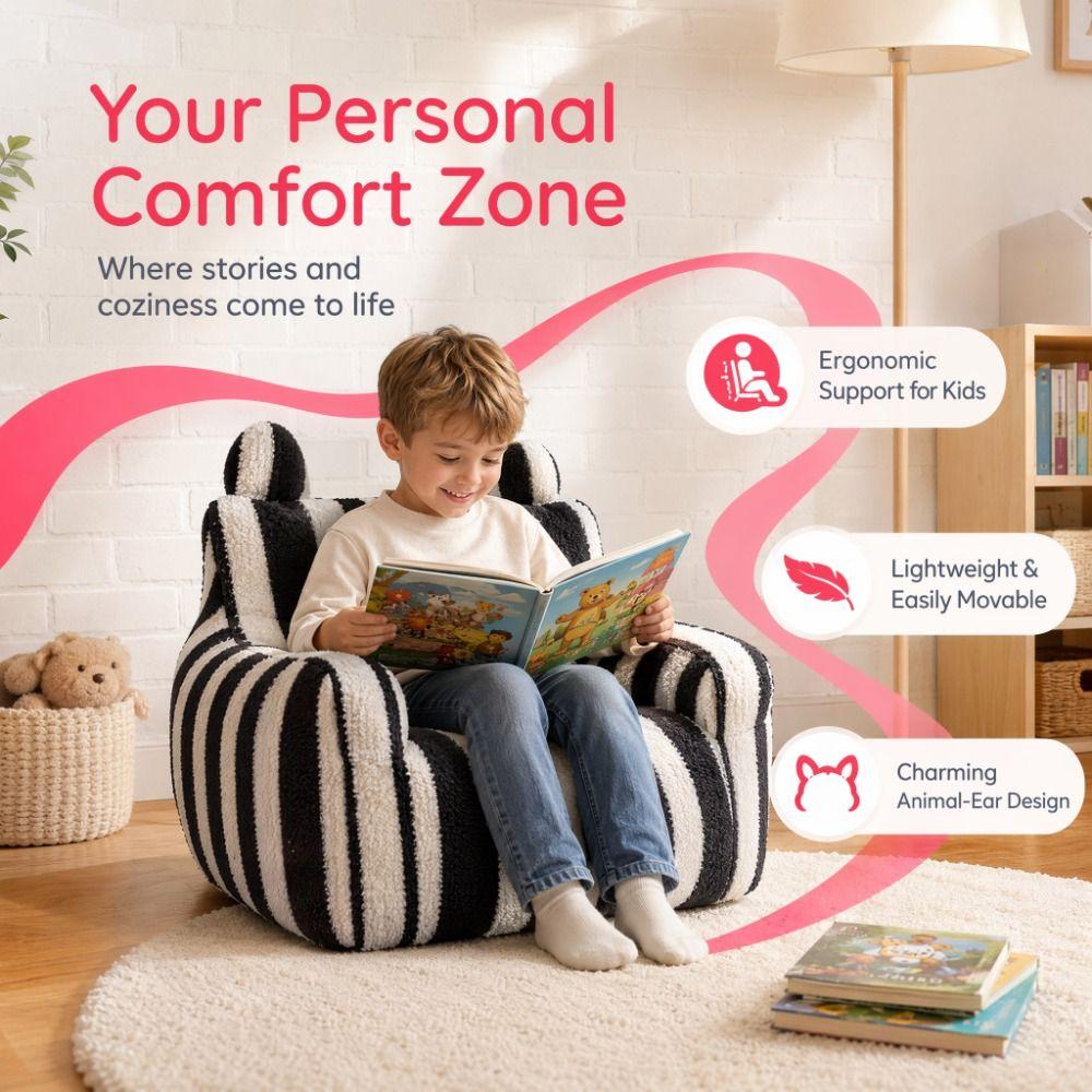 Weicher Stoff Fauler Sofa Bequemer Ergonomischer Kinder Sofa Stuhl Einfach Niedlich Flauschiger Sofa Wohnzimmer