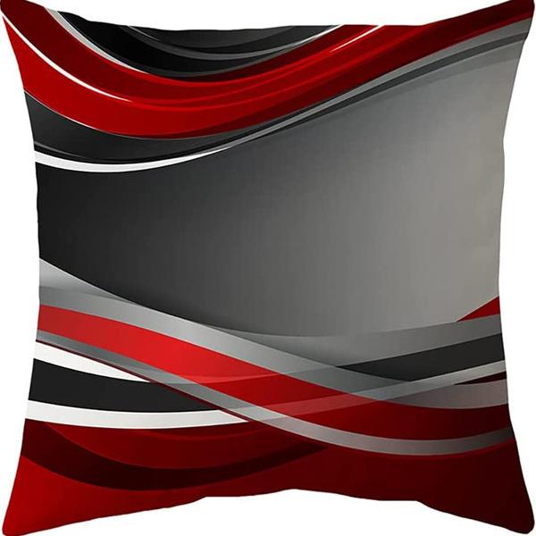 Popular Simple Geometric Abstract Red Black Striped Sofa Cushion Pillow Case Home Removable Washable