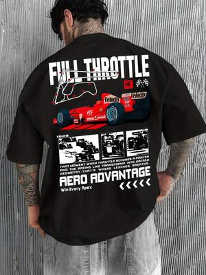 Μακό Oversized Γραφικό F1 Racing Vintage Πλήρης Γκάζι, Streetwear T-shirt Aero Advantage Motorsport, Ανδρικό/Γυναικείο Casual Πάνω