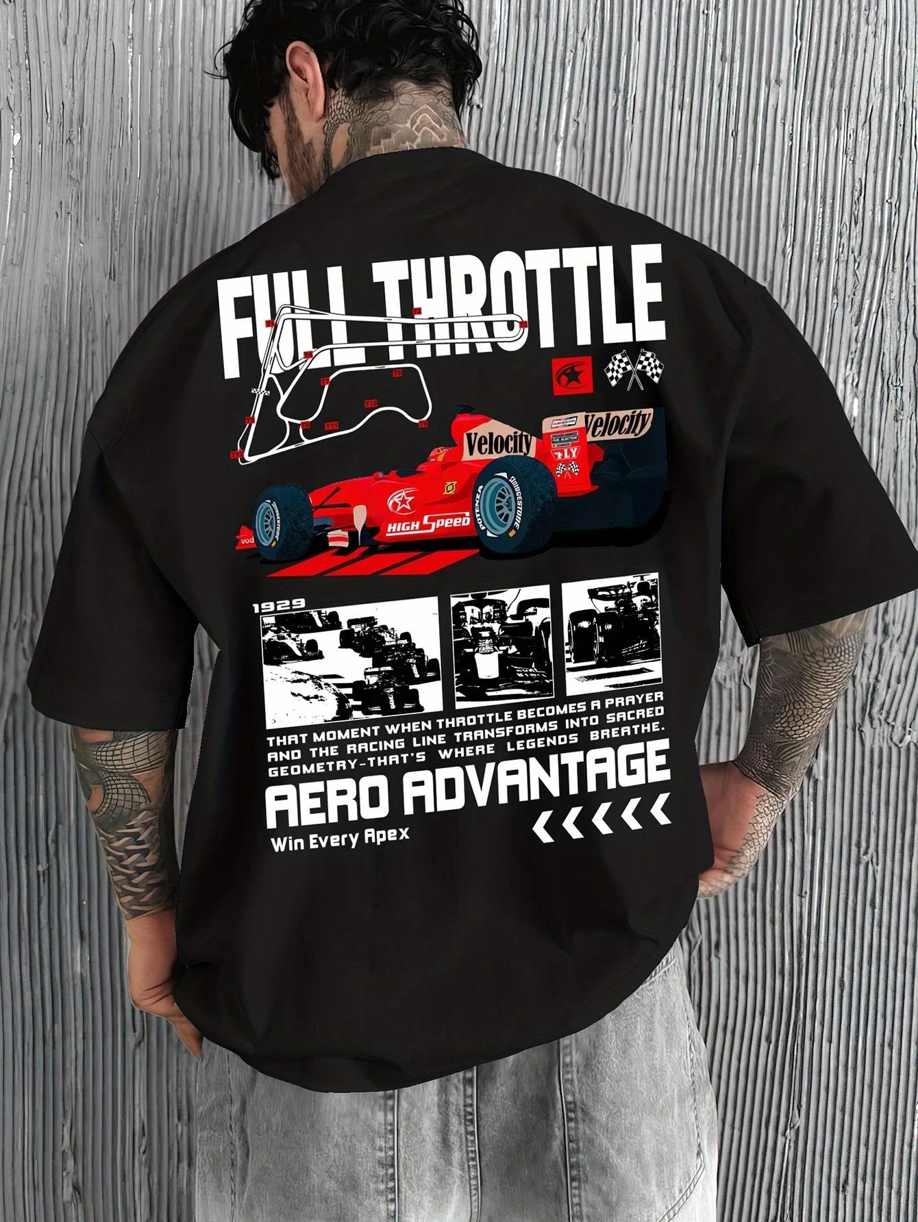Винтажная футболка оверсайз с графикой Full Throttle F1 Racing, Повседневная футболка унисекс Aero Advantage Motorsport Streetwear 4XL