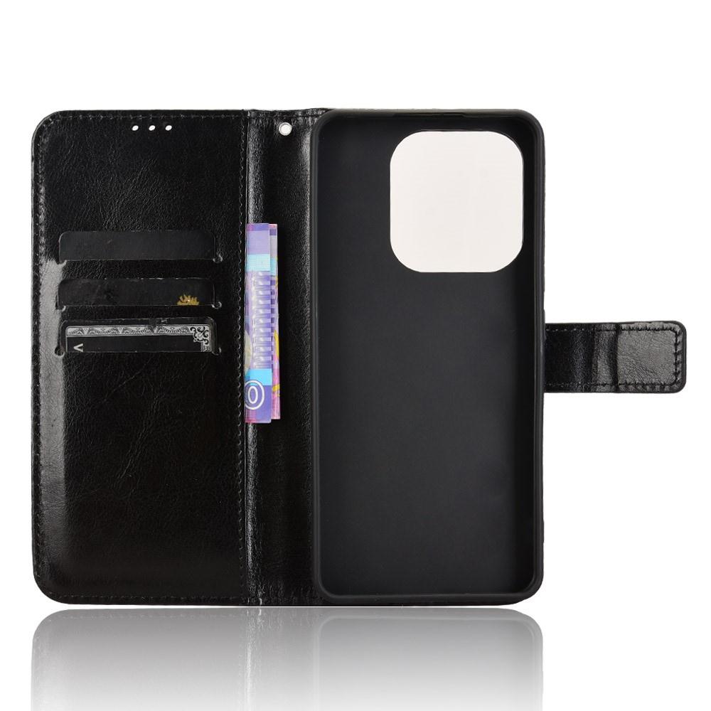 Flip Case for Xiaomi Redmi Note 14 4G, Crazy Horse Wallet, Black