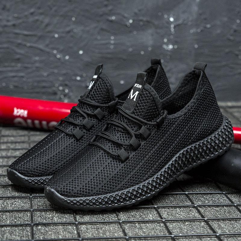 Fashion New Summer Men's Shoes Mesh Sneakers Fashion Flying Woven Running Shoes Trendy Black Casual Ultra-Soft Ultra-Light Mesh Shoes