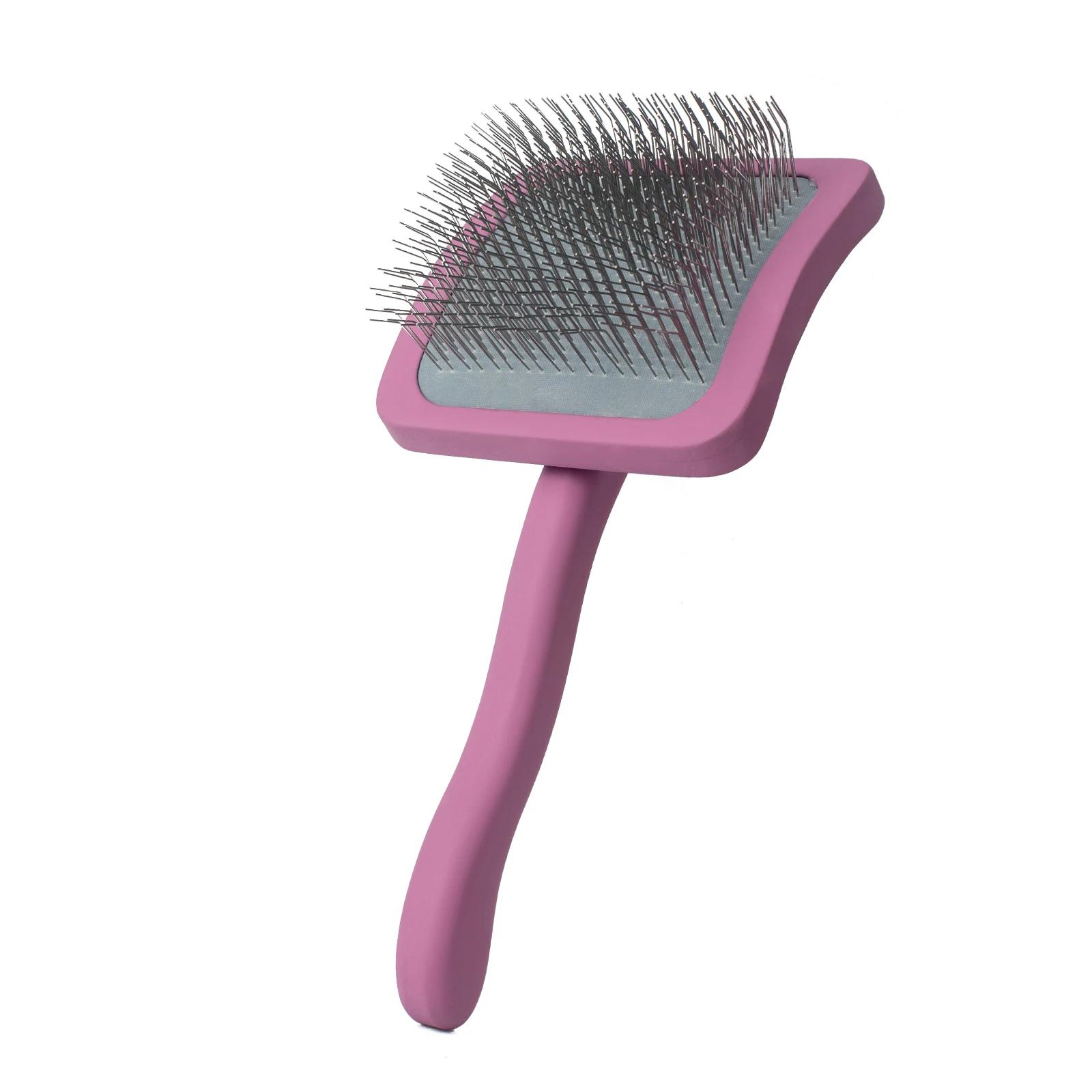 

Professional Pet Dog Cat Slicker Brush with Stainless Steel Pins for Grooming Dematting Shedding Fur Undercoat Massage Comb Tool фіолетовий