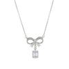 Bow Necklace Women'S Premium Sense Simple Daily Versatile Square Diamond Pendant Delicate Clavicle Chain