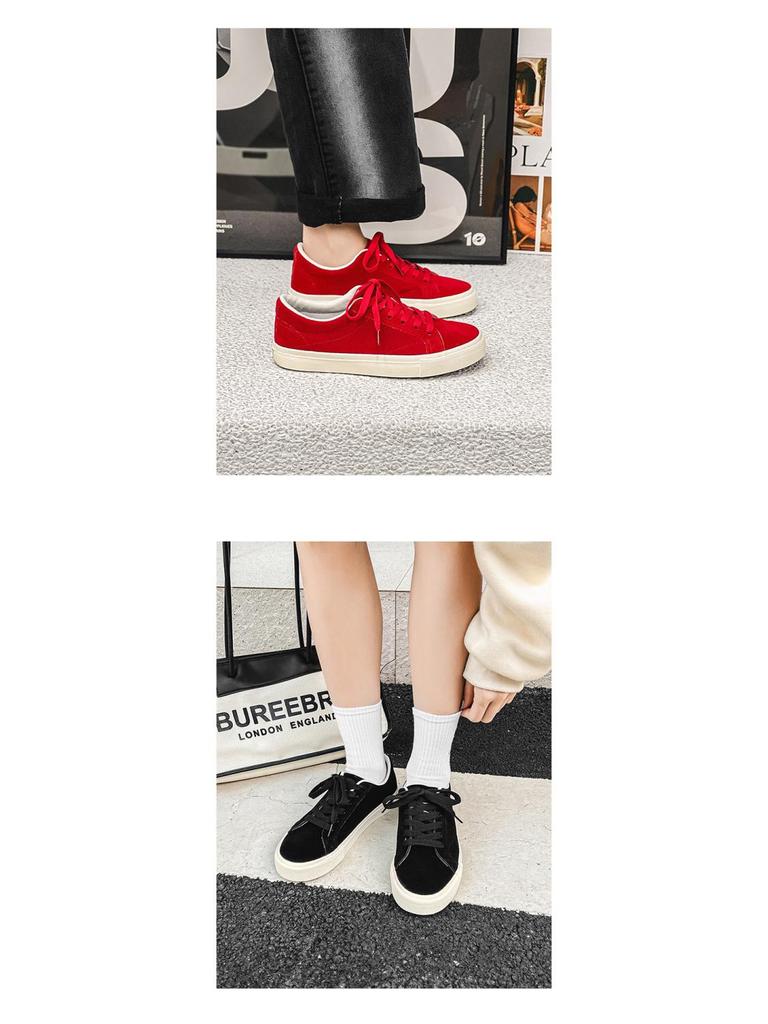 Burgundy Retro Suede Canvas Skate Shoes - Trendy & Versatile for Women & Men