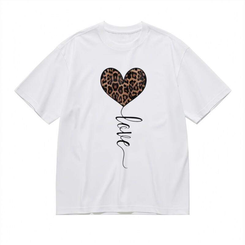 

Women s All-Season Fashion Classic T-Shirt Animal Print Heart Design Tee 2XL