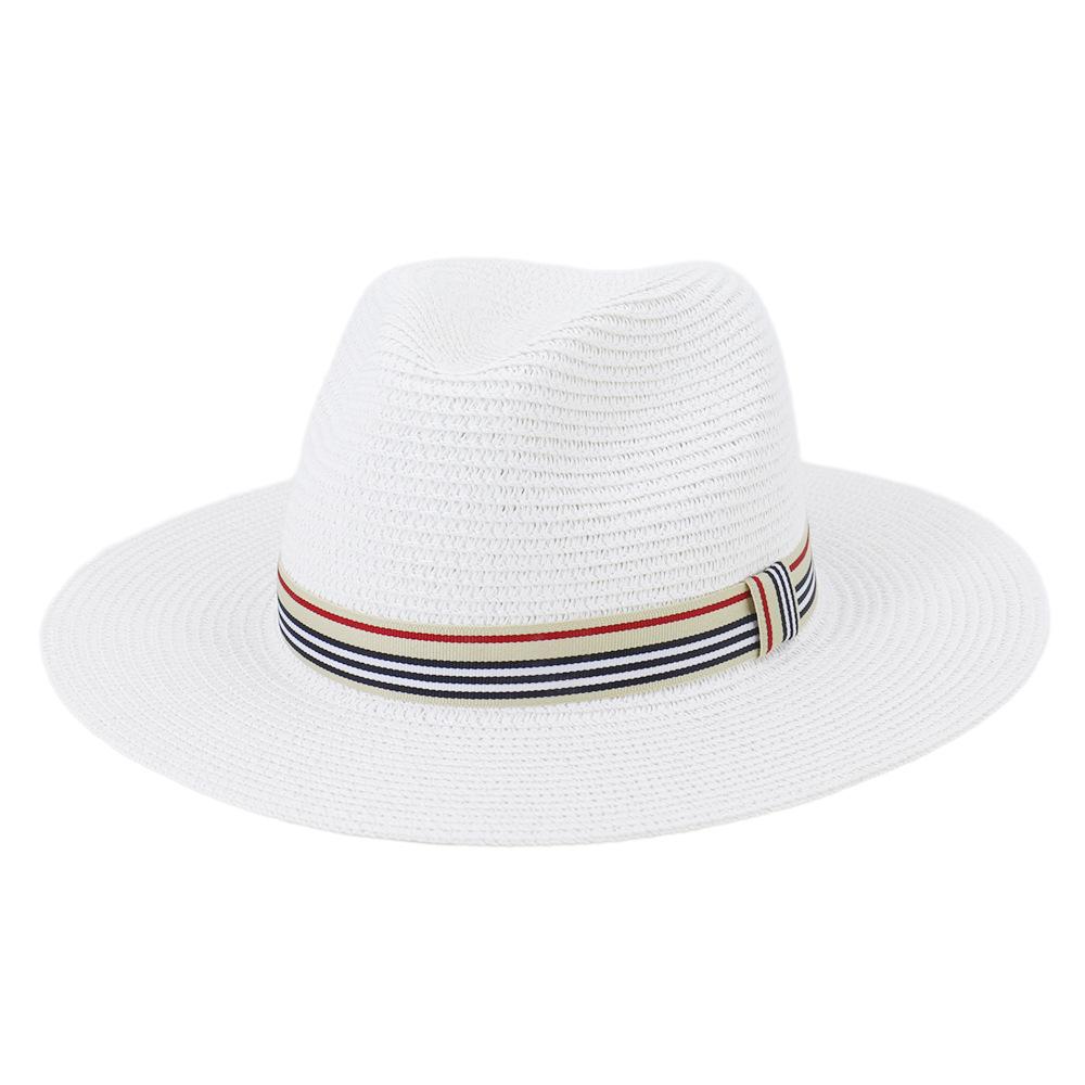 Women Wide Brim Sun Hats 2021 Spring Summer Fashion Panama UV Sun Protection Beach Straw Cap Men Outdoor Casual Jazz Cap