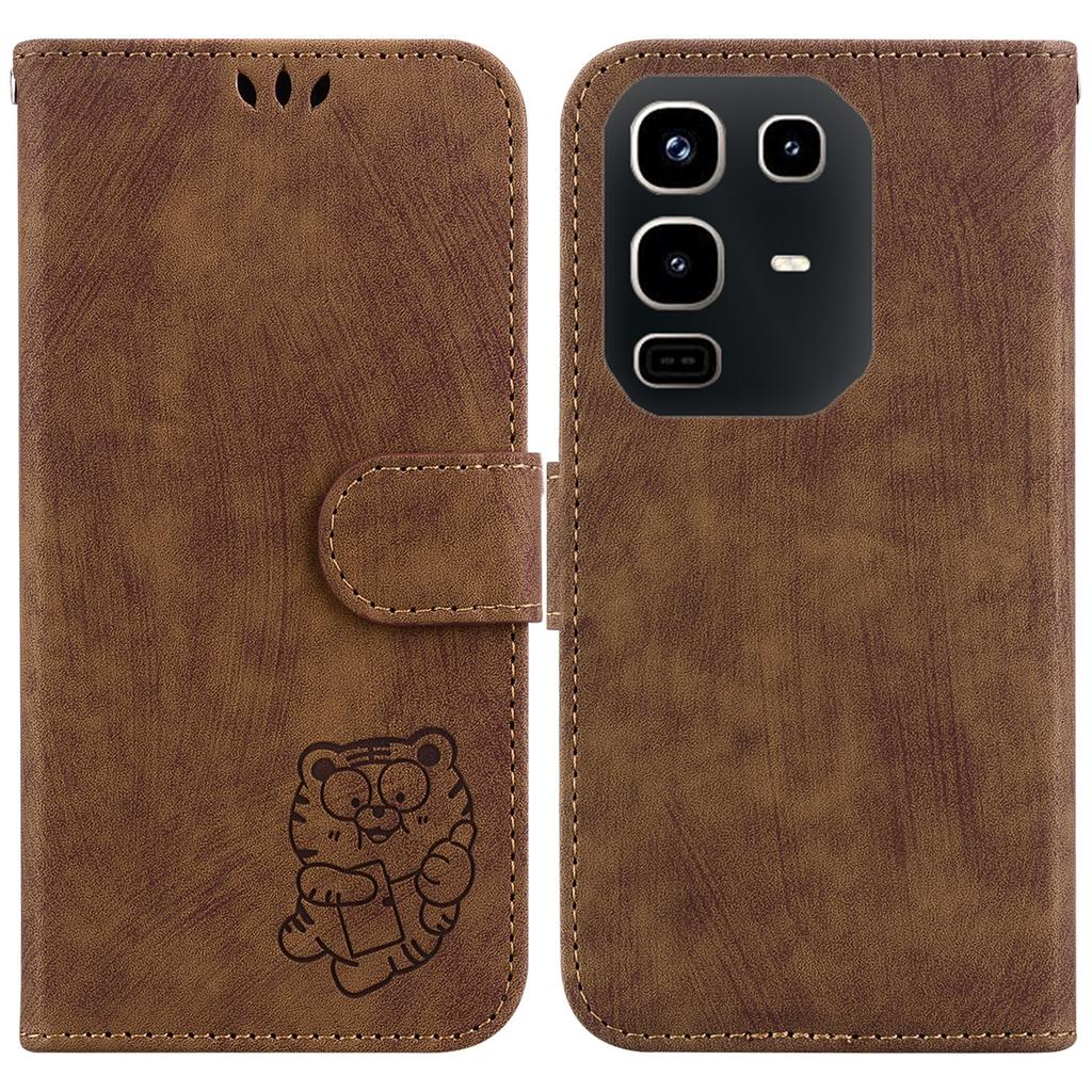 Für Infinix Note 50 4G/Note 50 Pro 4G Brieftaschengülle Leder Tigerprägung Stoßfest Handyhülle mit Handschlaufe