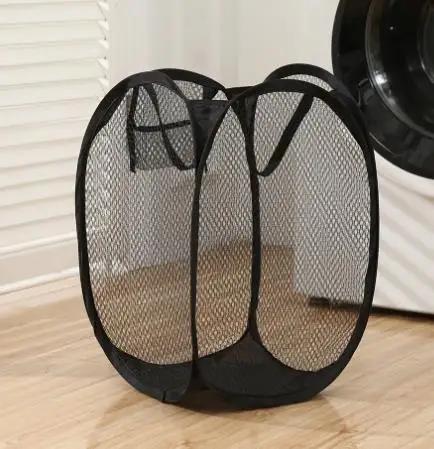 Foldable dirty clothes basket monochrome simple dirty clothes basket household bathroom laundry basket mesh