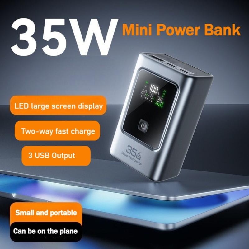 Custodia Portatile Power Bank da 35W a Ricarica Rapida con Due Prese Type-C e Controllo Automatico della Corrente per Elettronica