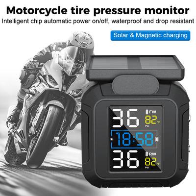 Alarme de Température en Temps Réel Système de Surveillance de la Pression des Pneus TPMS pour Moto Systèmes d'Alarme de Pneus Moto MT20 Alimentation Solaire Avec 2 Capteurs Externes