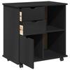 Mobile Cabinet in Black 63.5 x 39 x 65.5 cm Solid Pine Wood