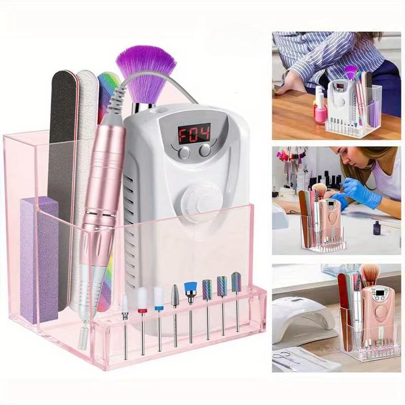 1PC Nail Drill Bits Holder Display Clear Display Box Transparent Makeup Organizer Nail Manicure Tools Acrylic Display