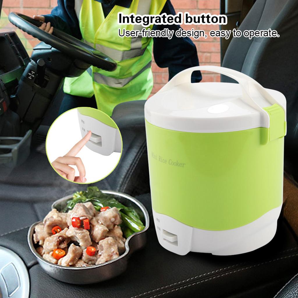 24V 180W 1,6L elektryczny przenośny wielofunkcyjny ryż gotowania parowiec dla samochodów (Zielony)