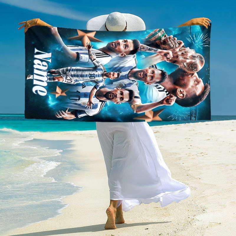 Personalized Argentina Football Celebration Beach Towel Microfiber Beach Towel Thin Absorbent for Beach Swimming Yoga Bath Sports. 0910348