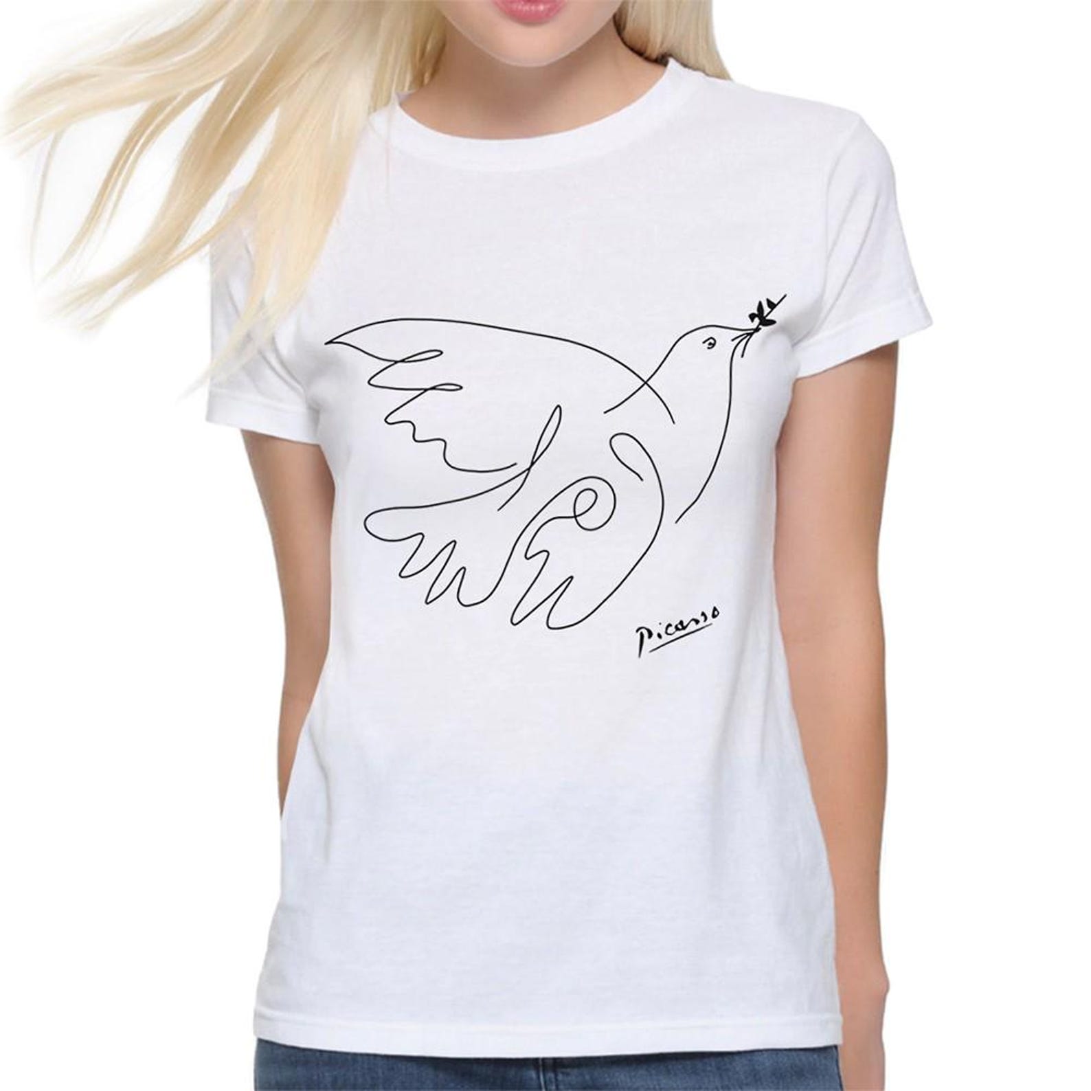 Dove of Peace by Pablo Picasso T-Shirt, Men s and Women s Sizes (DSN-852140) 4XL