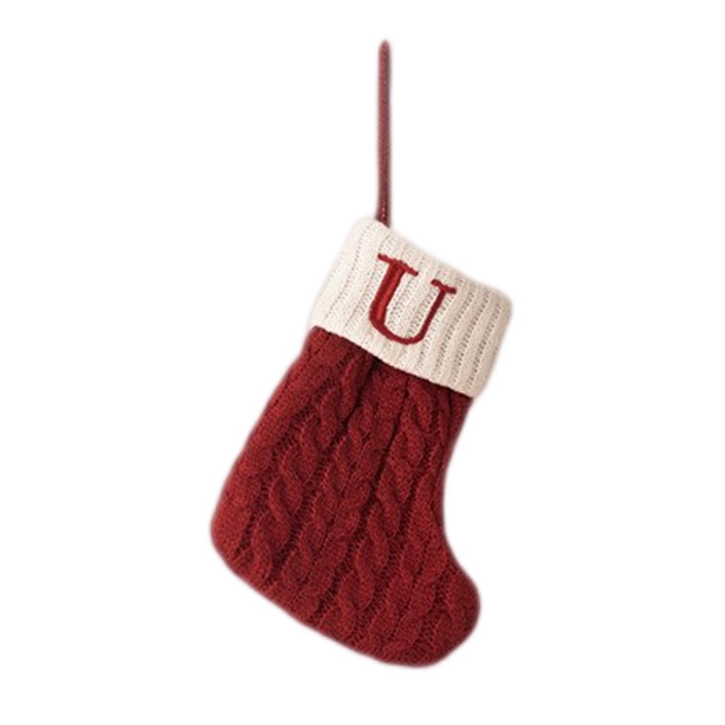Letter Christmas Stocking Creative Christmas Tree Ornament Christmas Knitted Socks Decoration Props Christmas Decorations