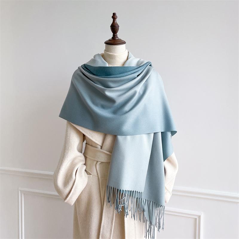 Luxury Winter Cashmere Scarf Women Gradient Handkerchief Warm Pashmina Female Shawl Wrap Soft Pareo Bufanda Winter Hijabs Stole