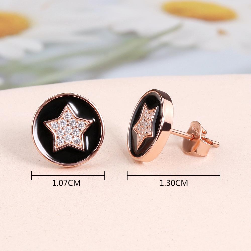 Orecchino a lobo stella in argento sterling 925 smaltato zircone cubico aspetto alla moda gioielli raffinati per ragazze bel regalo