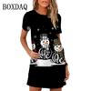 Fashion Christmas Snowman Digital Printed Women's Clothing Kawai Sweet Cartoon Short Sleeve New Summer Casual Dress