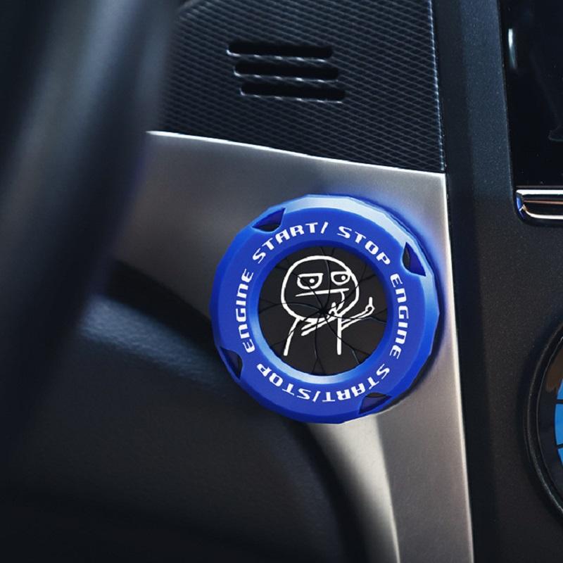 Car Ignition Switch Cover One-touch Start Button Rotating Protective Cap,Motorcycle Start Stop Ring Decoration Interior Sticker