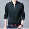 Men's Casual Long Sleeve Polo Shirt With Thick Fabric, And Ribbed Cuffs, Spring/Autumn Fashion