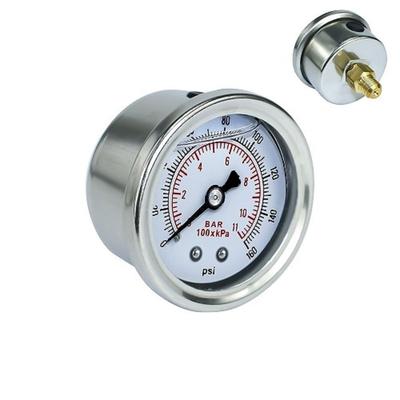 Universal Racing 1/8 NPT Oil Fuel Pressure Gauge Liquid Filled Polished Case 0-11bar Oil Press Gauge Fuel Gauge White Face