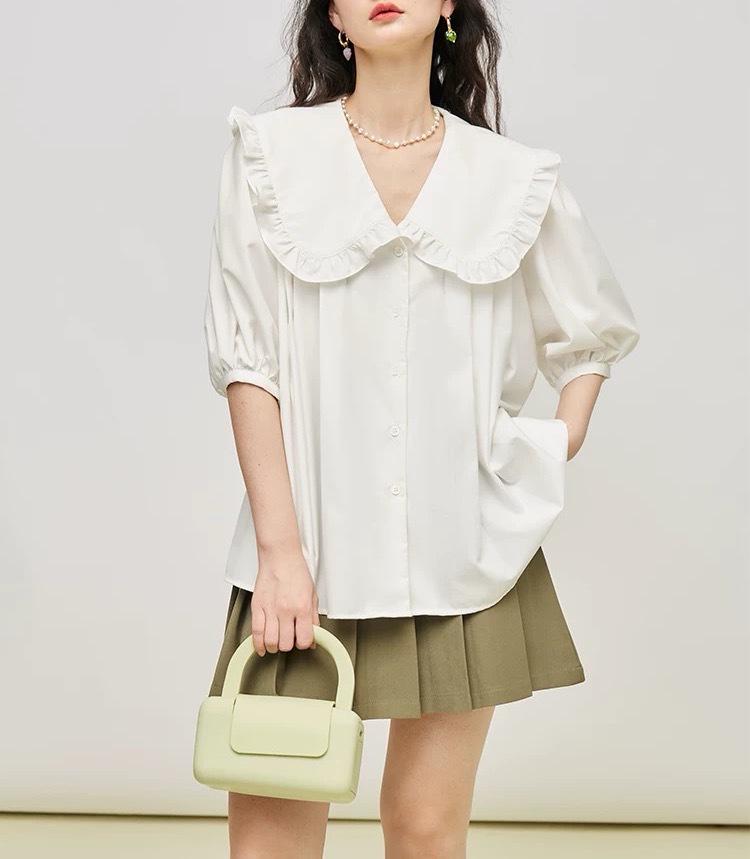 

Spring 2025 Women’s Ruffle Collar Long Sleeve Loose Blouse S