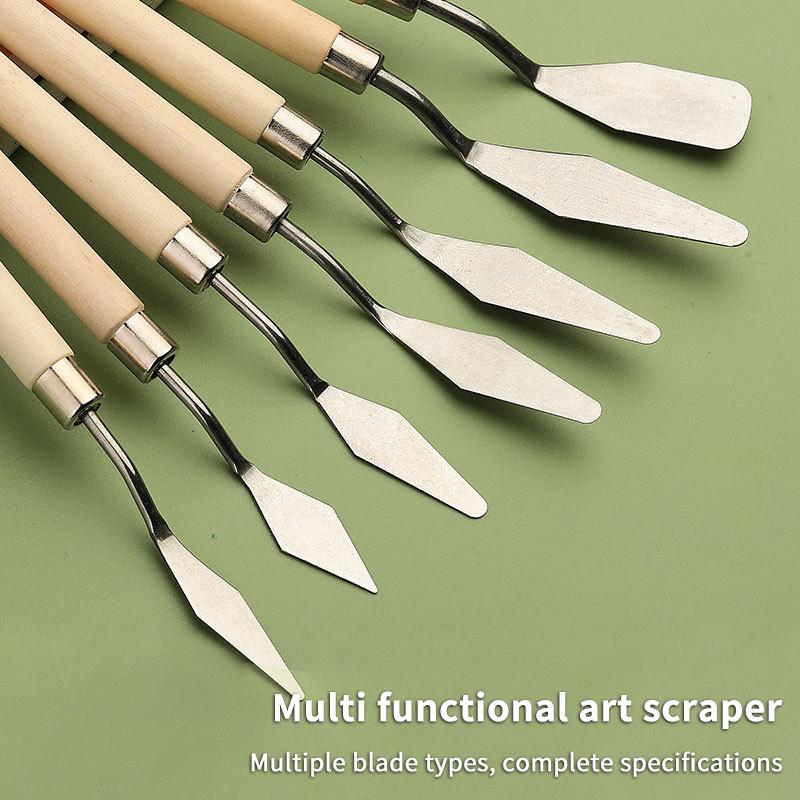 7Pcs/Set Stainless Steel Oil Painting Knives Artist Crafts Spatula Palette Knife Oil Painting Mixing Knife Scraper Art Tools