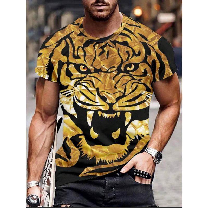 

Летняя футболка с круглым вырезом, с 3D-принтом в виде головы животного, модная повседневная мужская футболка с коротким рукавом XS