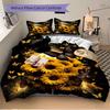Butterflies Sunflowers Print 3Pcs Bedding Setduvet Cover With 2 Bedropillowcase Home Birthday Gift