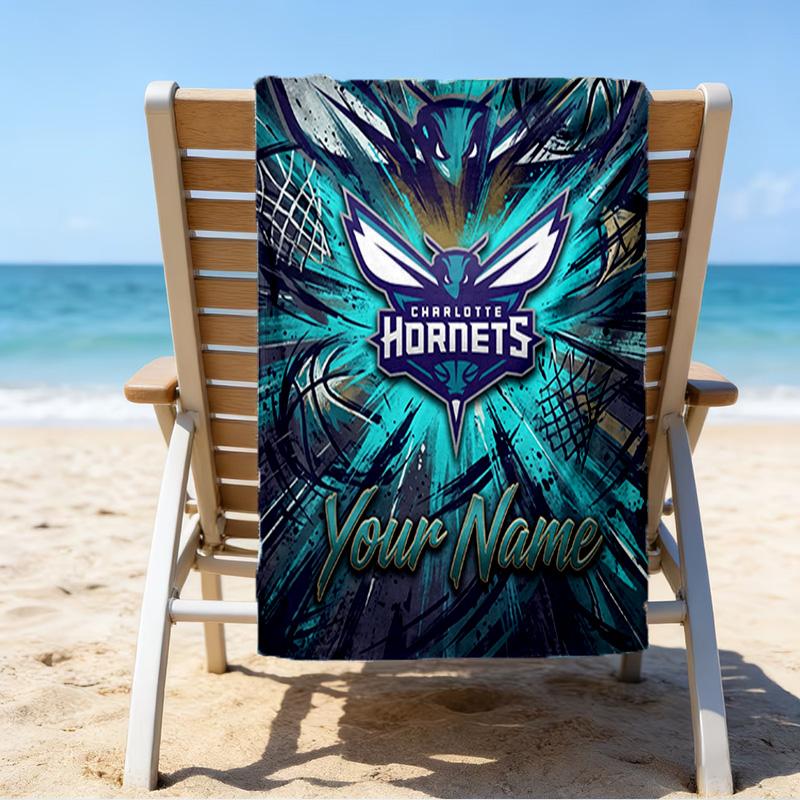 Custom Name Beach Towel Space Hornets Logo Beach Towel, Soft Microfiber, Gift for Her/Him, Birthday, for Pool, Beach, Travel, Fan gifts