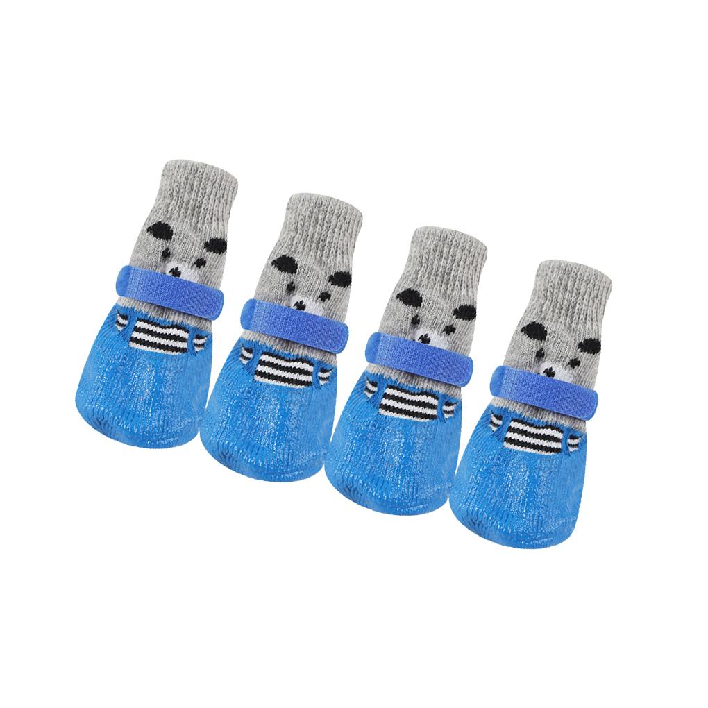 4 Stück Warme Haustierschuhe Niedliche Regen Schnee Stiefel Wasserdichte Anti-Rutsch Socken Set Pfotenschutz Strumpf Kleiner Hund Liebe Schwarz S