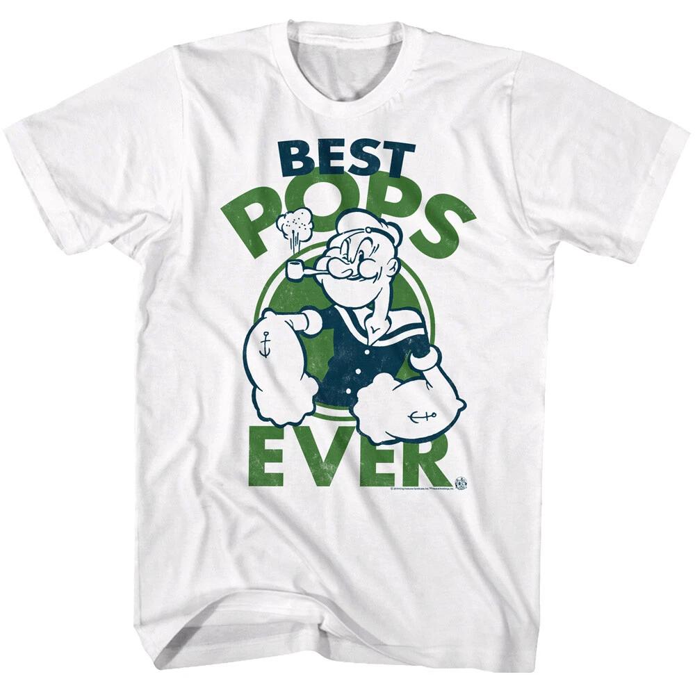 Popeye the Sailorman Best POPS Ever Men s T Shirt Fathers Day Cartoon Muscles S