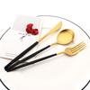 8Pcs Black Handle Gold Dinnerware Set Knife Tea Fork Spoon Cutlery Set Matte Kitchen Flatware Stainless Steel Complete Tableware