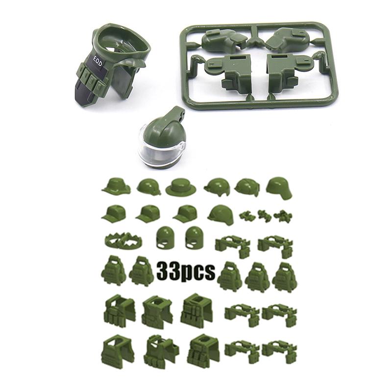 Military Building Blocks Solider Figures Weapons RPG Equipment Vest Equipment Accessories Bomb Disposal Suit Samurai Sword MOC