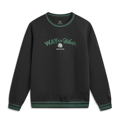 Li Ning Wade Series Letter Round Neck Breathable Versatile Casual Loose Sweatshirt Men Sweatshirt AWDVF49-1