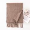 Wool Scarf Women's Autumn and Winter New Mocha Gray Solid Color Wool Men's Versatile High Quality Warm Scarf