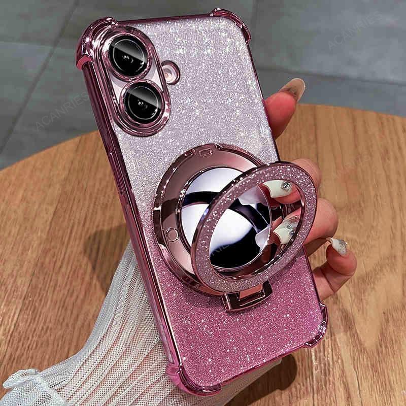 For Samsung Galaxy A06 A05 A04 A04e A03 Core A51 A03s A02s Four Corner Anti-shock Plating Case A 06 05 Makeup Mirror Stand Cover