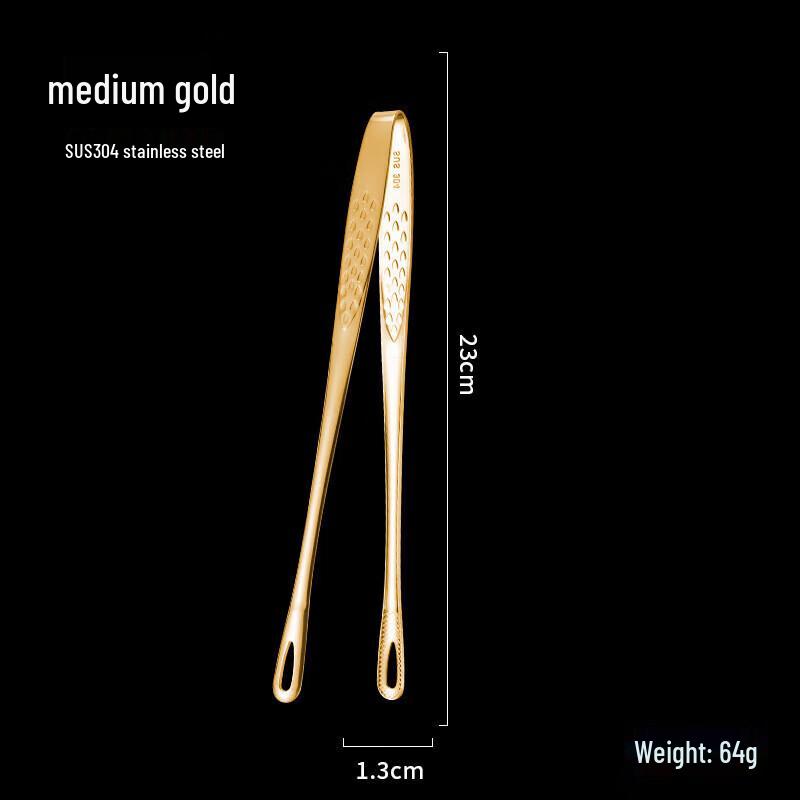 EBOYUAN 304 Stainless Steel Korean BBQ Tongs - Gold, 2-Pack