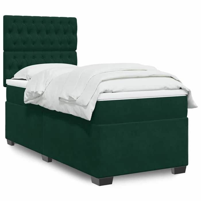 Maison Exclusive - Sommier à lattes de lit avec matelas Vert foncé 90x190 cm