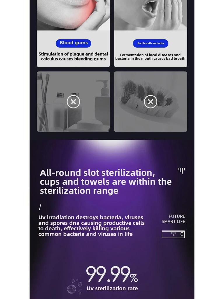 Wall-Mounted Multi-Functional Toothbrush Sterilizer and Holder