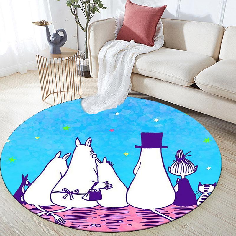Moomin2,Round Area Rug,Carpet Rug for Living Room Bedroom Sofa Playroom Decor,Non-slip Floor Mat