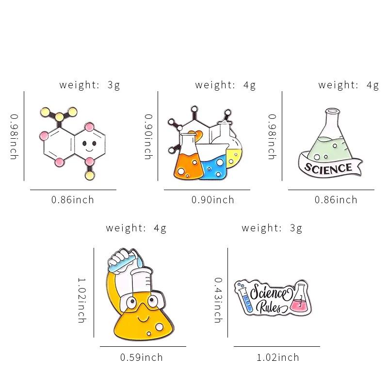 Chemistry Lab Enamel Pins Custom Brooches for Bag Clothes Lapel Pin Science Experiment Badge Element Molecular Structure Jewelry