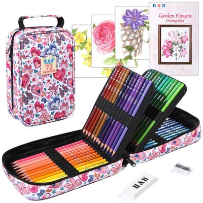 Roleness Colored Pencils for Kids and Professional Soft Core Art Supplies Set with and Storage Pouch 72-Color Oil-Based Adults, Eraser, Sharpener,