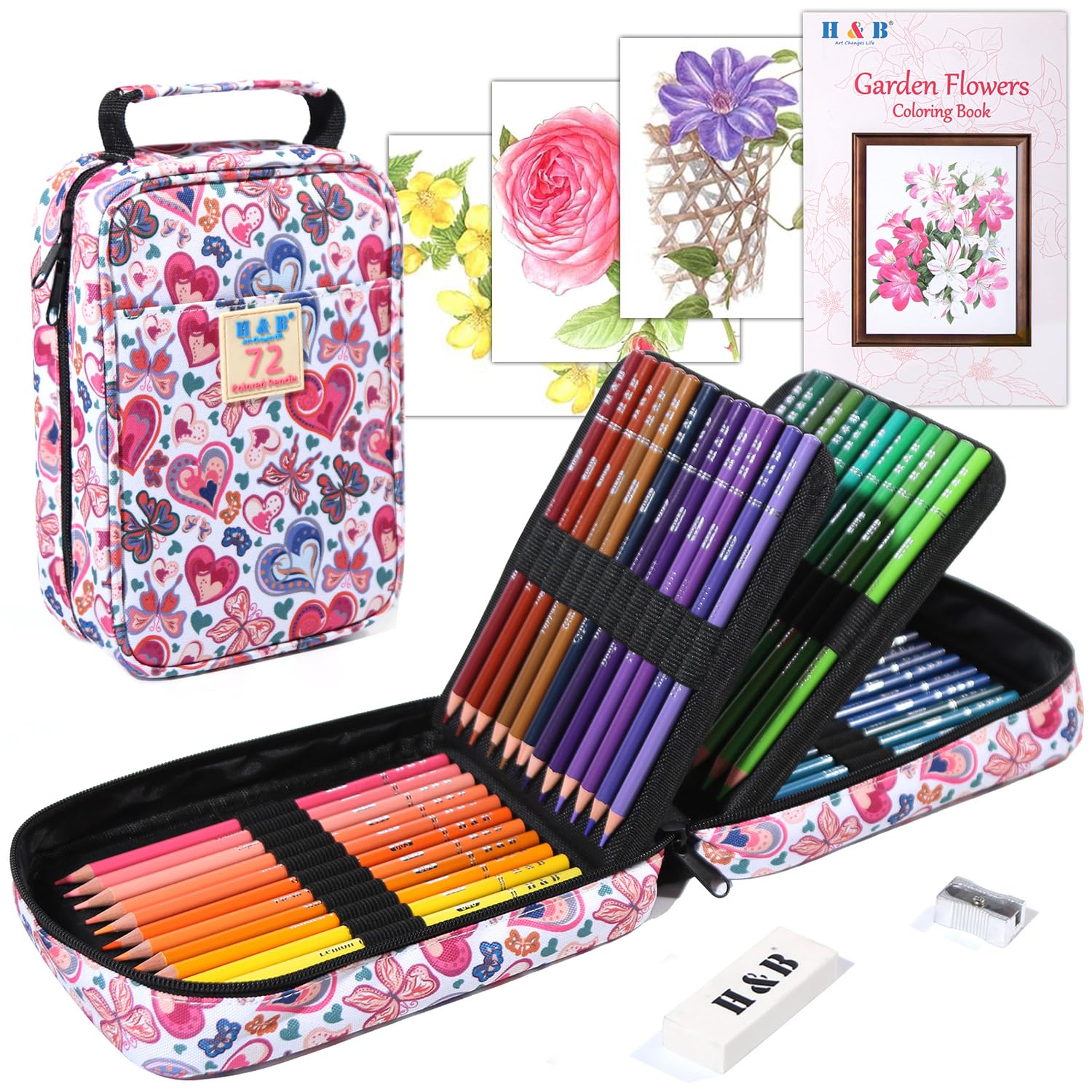 

Roleness Цветные карандаши для детей и профессионалов, набор художественных принадлежностей с мягким стержнем и чехол для хранения, 72 цвета, на масляной основе, для взрослых, ластик, точилка,