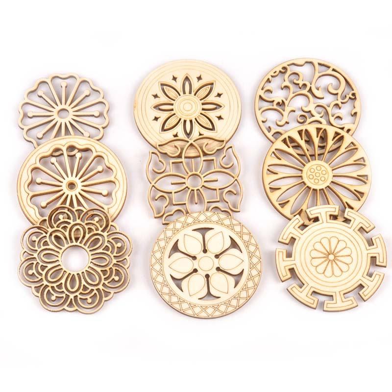 Unfinished Wood Slices DIY Crafts Round/Square Lace Pattern for Wooden Ornaments Scrapbooking & Home Decor Accessories
