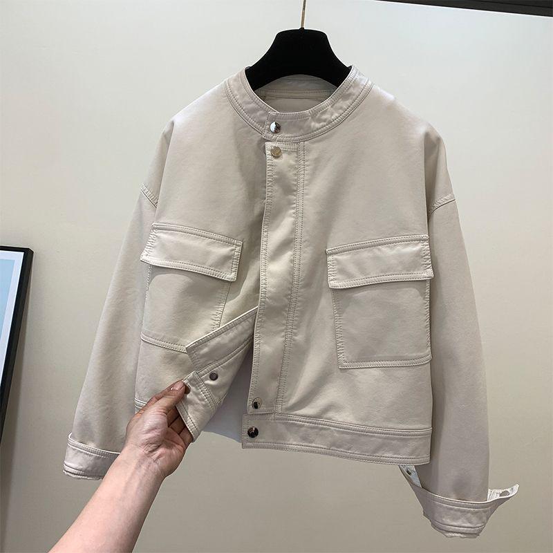 Damen Modische Retro Biker Lederjacke - 2025 Herbstkollektion, Vielseitiges Kurzes PU-Design