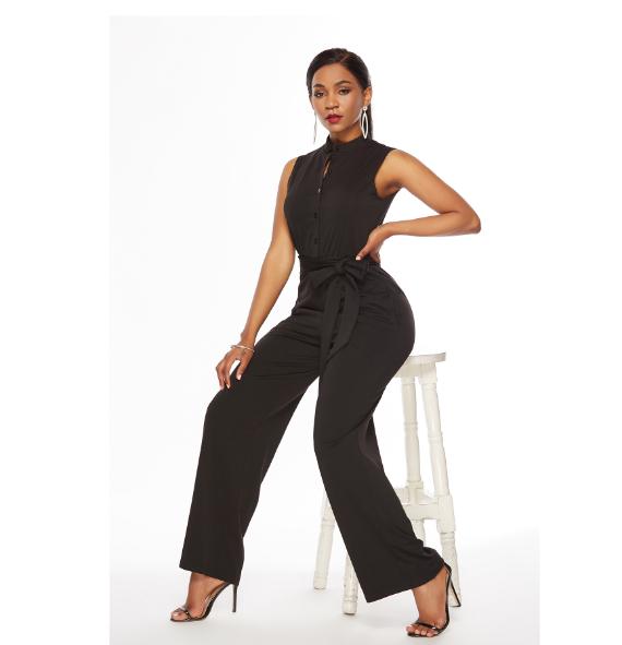 Traje de mujer de la moda de la fiesta de los pantalones largos pantalón de  cinturón sin mangas de temperamento ancho pantalones mono comprar a buen  precio — entrega gratuita, reseñas reales